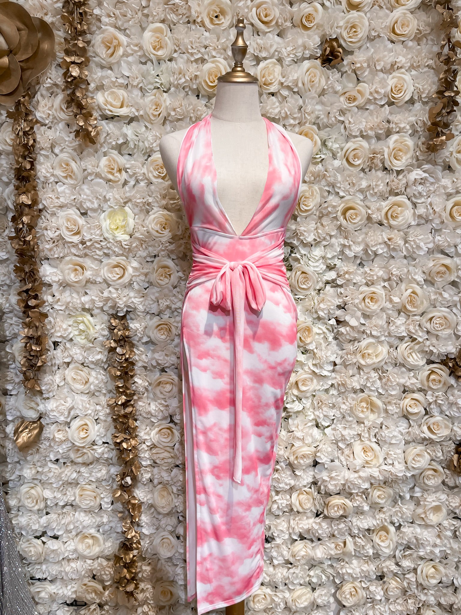 Miriam Tie-Dye Midi Dress (Pink)