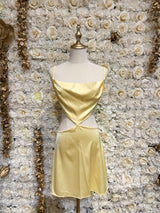 Jemma Cutout Mini Slip Dress (Yellow)