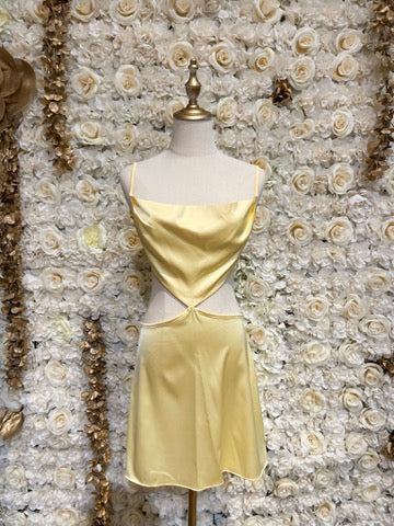 Jemma Cutout Mini Slip Dress (Yellow)