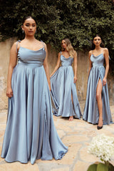 satin a-line maxi gown