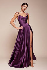 satin a-line maxi gown