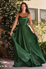 satin a-line maxi gown