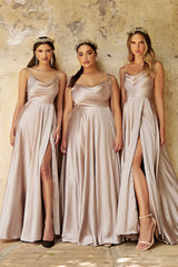 satin a-line maxi gown