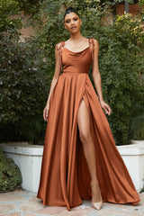satin a-line maxi gown