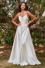 satin a-line maxi gown