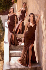 fitted stretch satin dress, featuring a halter sweetheart neckline and a gathered waistline.