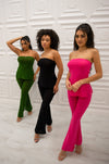 Strapless mesh top with side slits and matching mesh pants