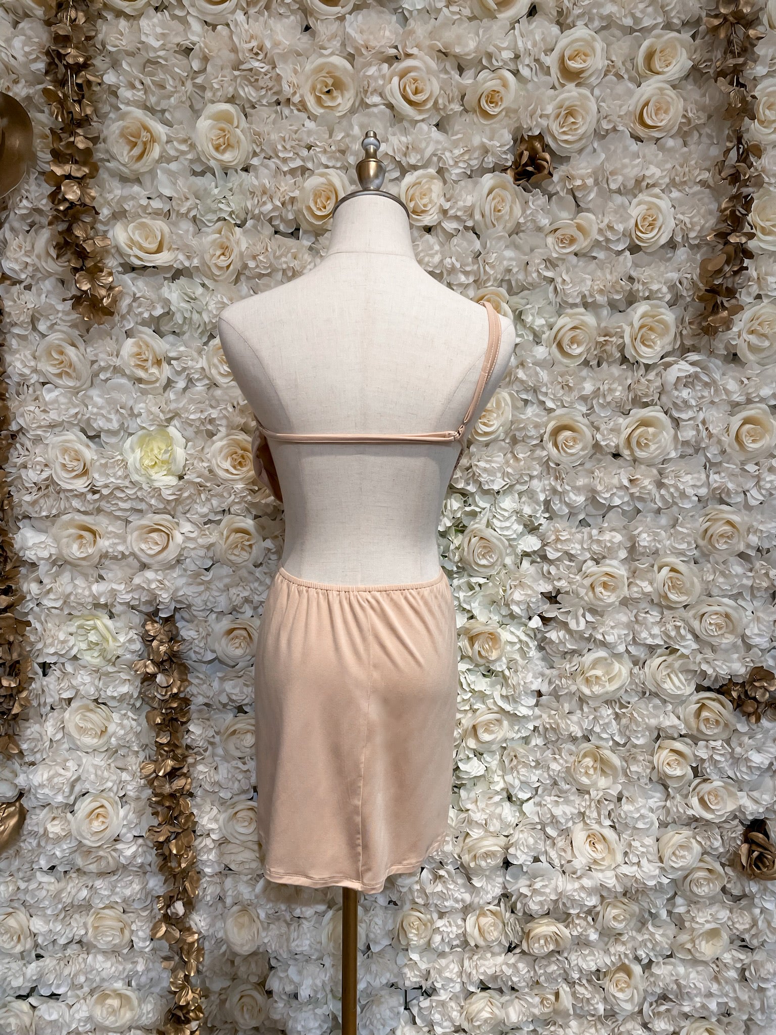 Alessandra Backless Mini Dress (Nude)