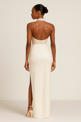 Nude Sequin halter bodysuit 