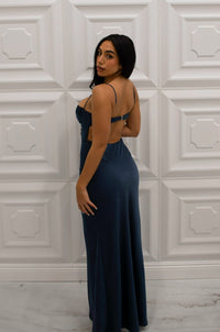 Satin maxi dress with adjustable straps and open back