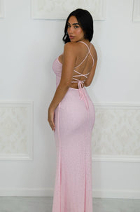 Studded maxi gown with adjustable tie-up back