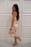 Strapless tie dye bodycon midi dress