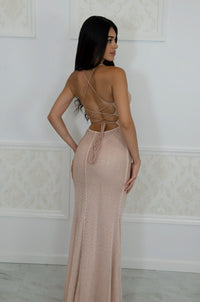 Studded maxi gown with adjustable tie-up back