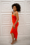 Ruched maxi bodycon dress with side slit 