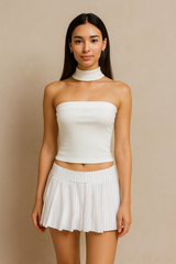 ribbed white top with halter neck