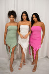 Strapless mini dress with ruffled details