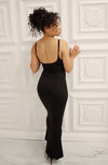 Bodycon maxi dress with adjustable straps in black