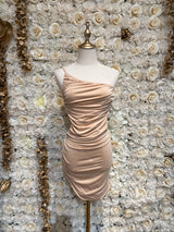 Alessandra Backless Mini Dress (Nude)