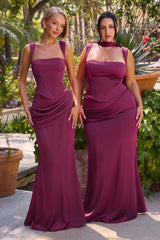 Isabel 2 Piece Satin Skirt Set (Mulberry)