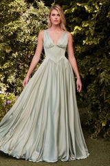 soft satin, the structured boned bodice and lace-up corset back ensure a secure and flattering fit