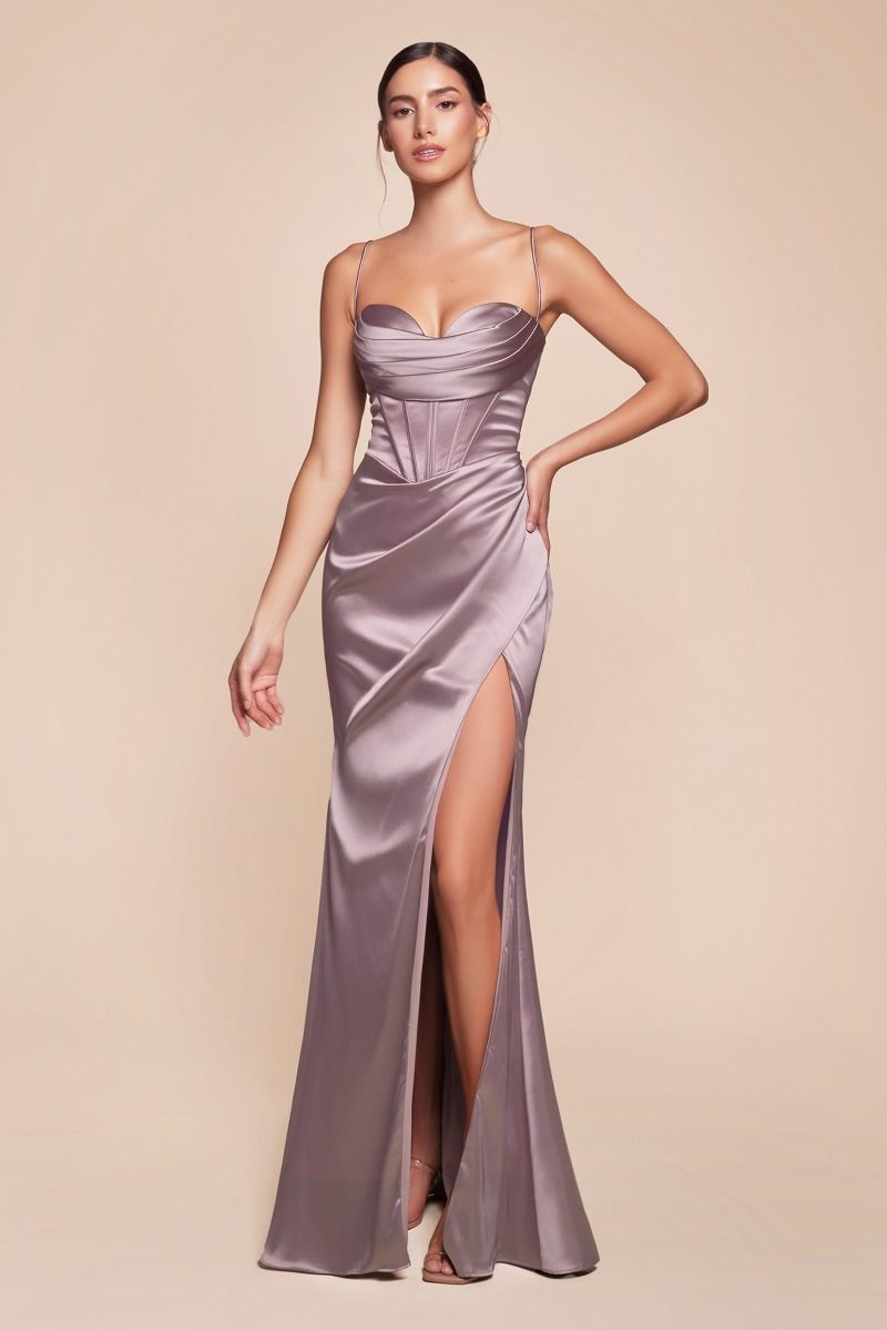 satin corset maxi gown