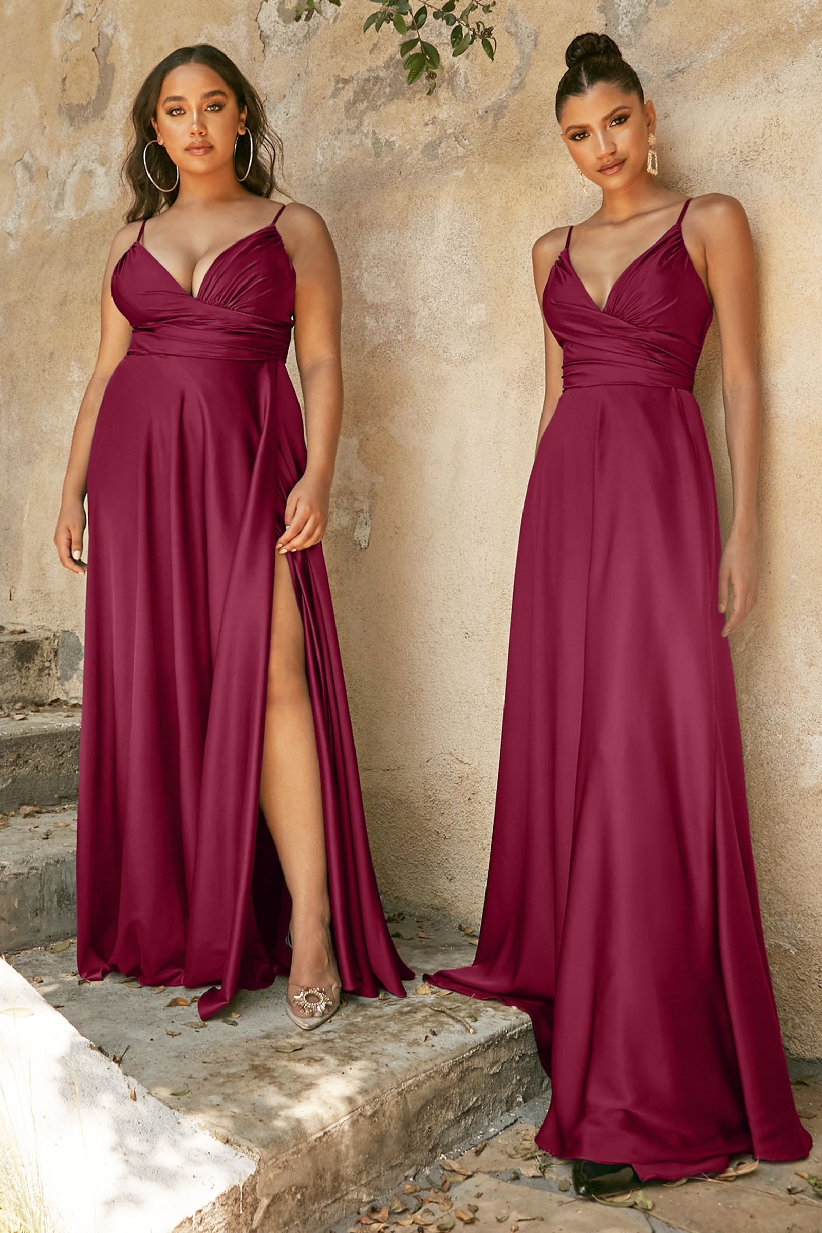 this dress features a sweetheart neckline and a flowy skirt with an elegant leg opening