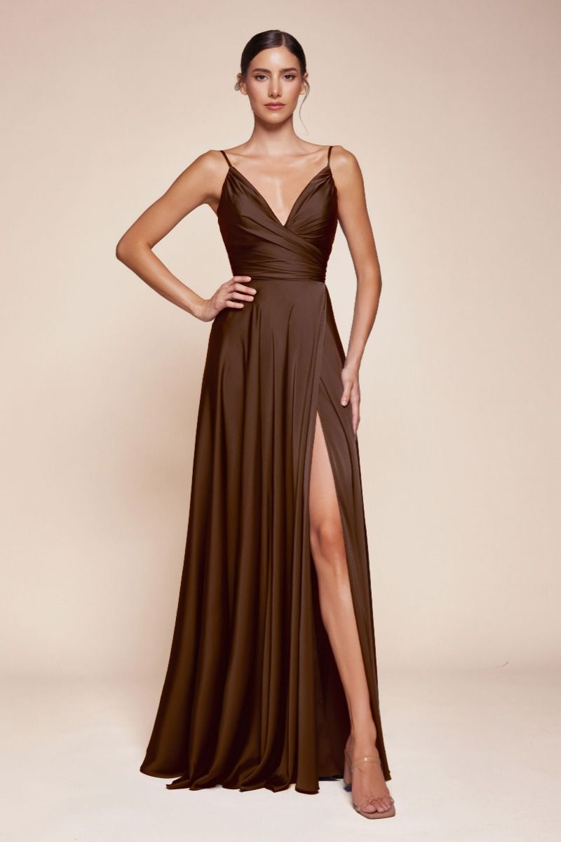 satin gown with side slit