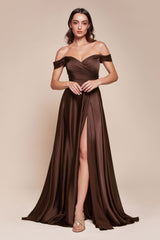 A-line satin gown