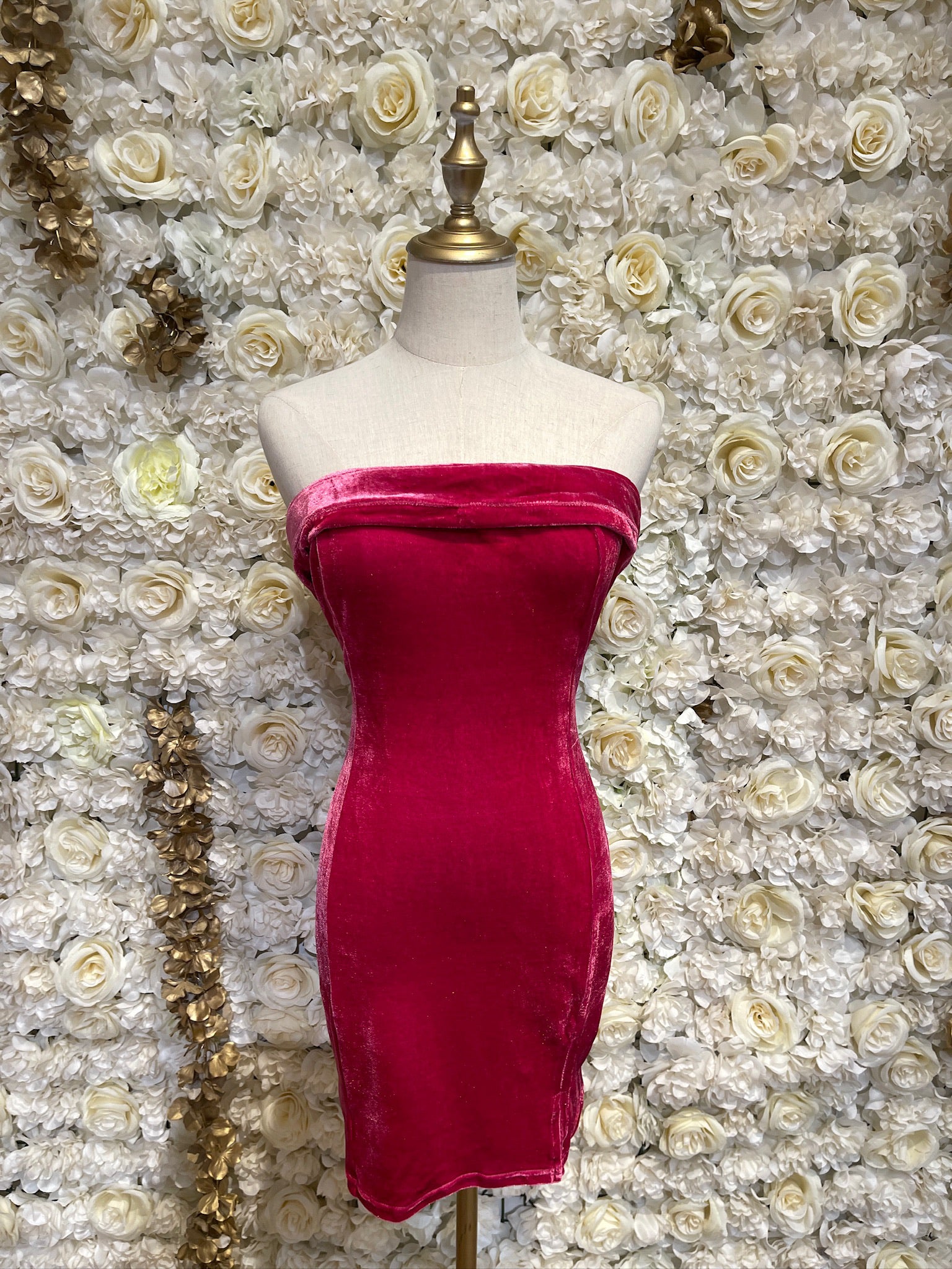 Indie Strapless Mini Dress (Fuschia)