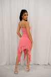 Strapless mini dress with ruffled details 