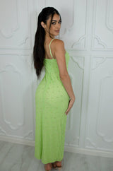 Pearl midi dress with side slit and adjustable straps