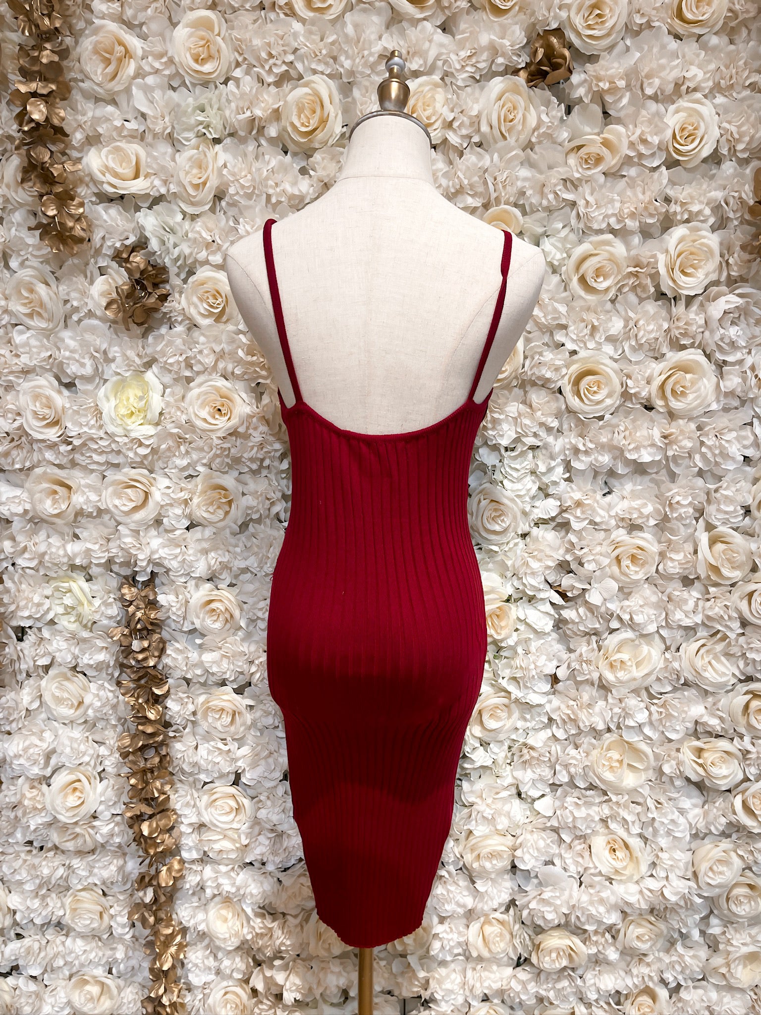 Chloe Rhinestone Pin Dress (Burgundy)