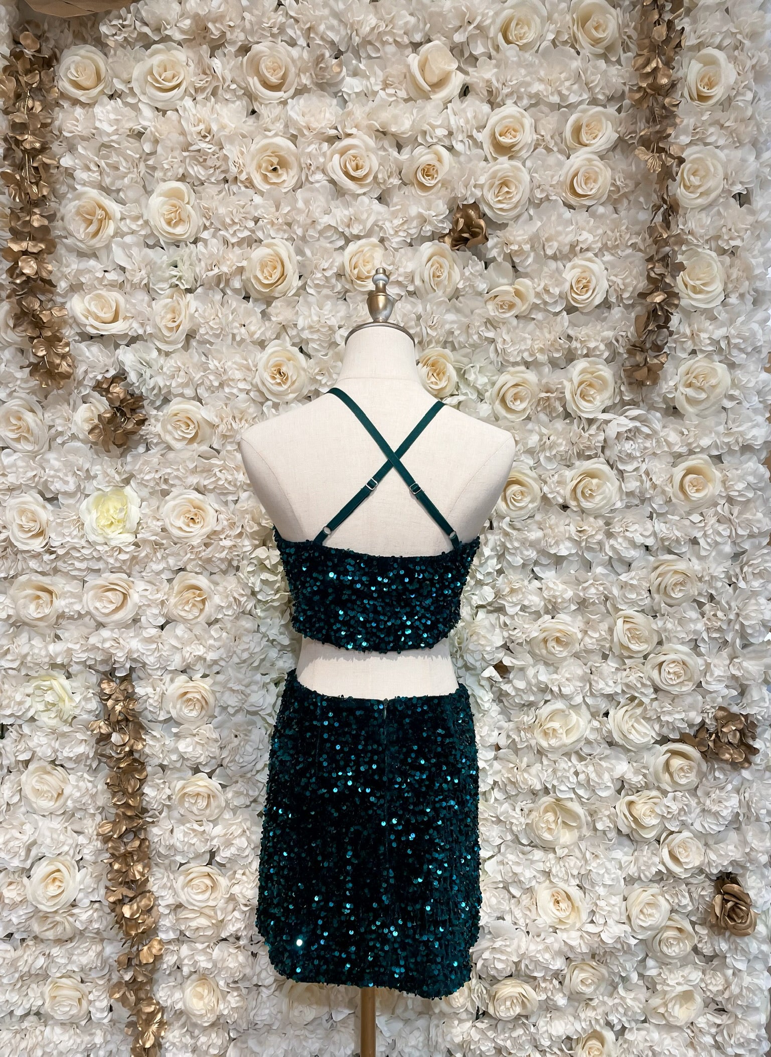 Kaya Sequins Mini Skirt (Teal)