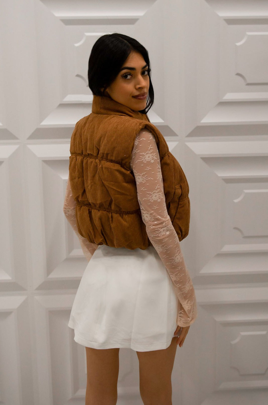 Corduroy puffer vest