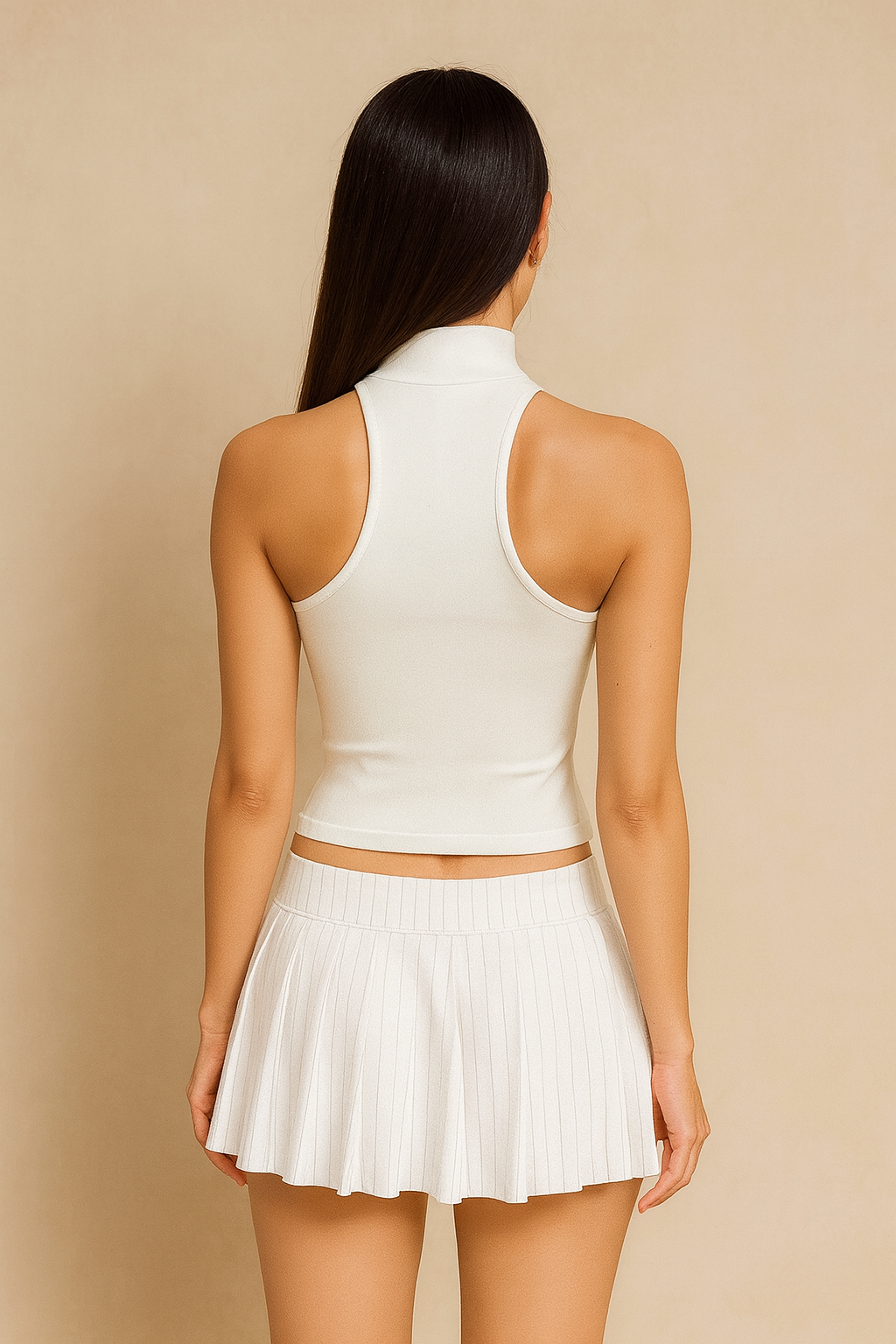 ribbed white top with halter neck