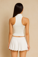 ribbed white top with halter neck