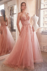 A-line embellished maxi gown with plunging neckline and side slit