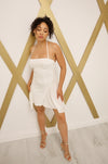 Halter neck mini dress with mesh sides 