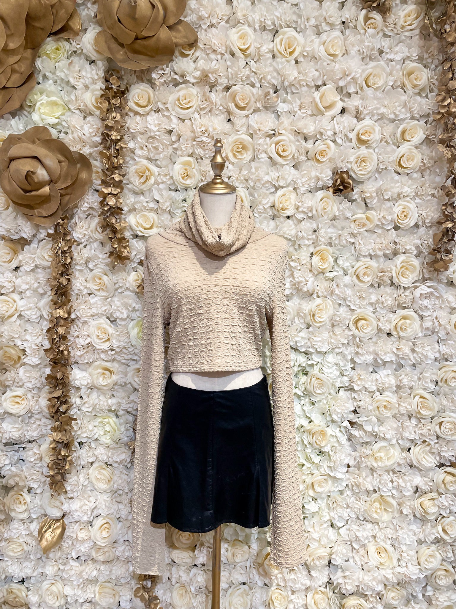 Makenna Turtleneck Crop Top (Tan)