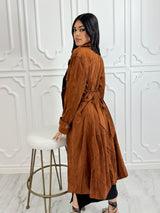 Long sleeve suede trench coat