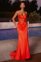 Embellished corset maxi gown with side slit