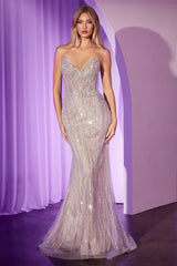 fitted gown featuring a chic halter keyhole neckline and a striking racerback design