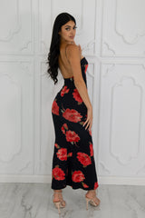 floral mesh midi dress