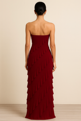 strapless ruffled maxi dress