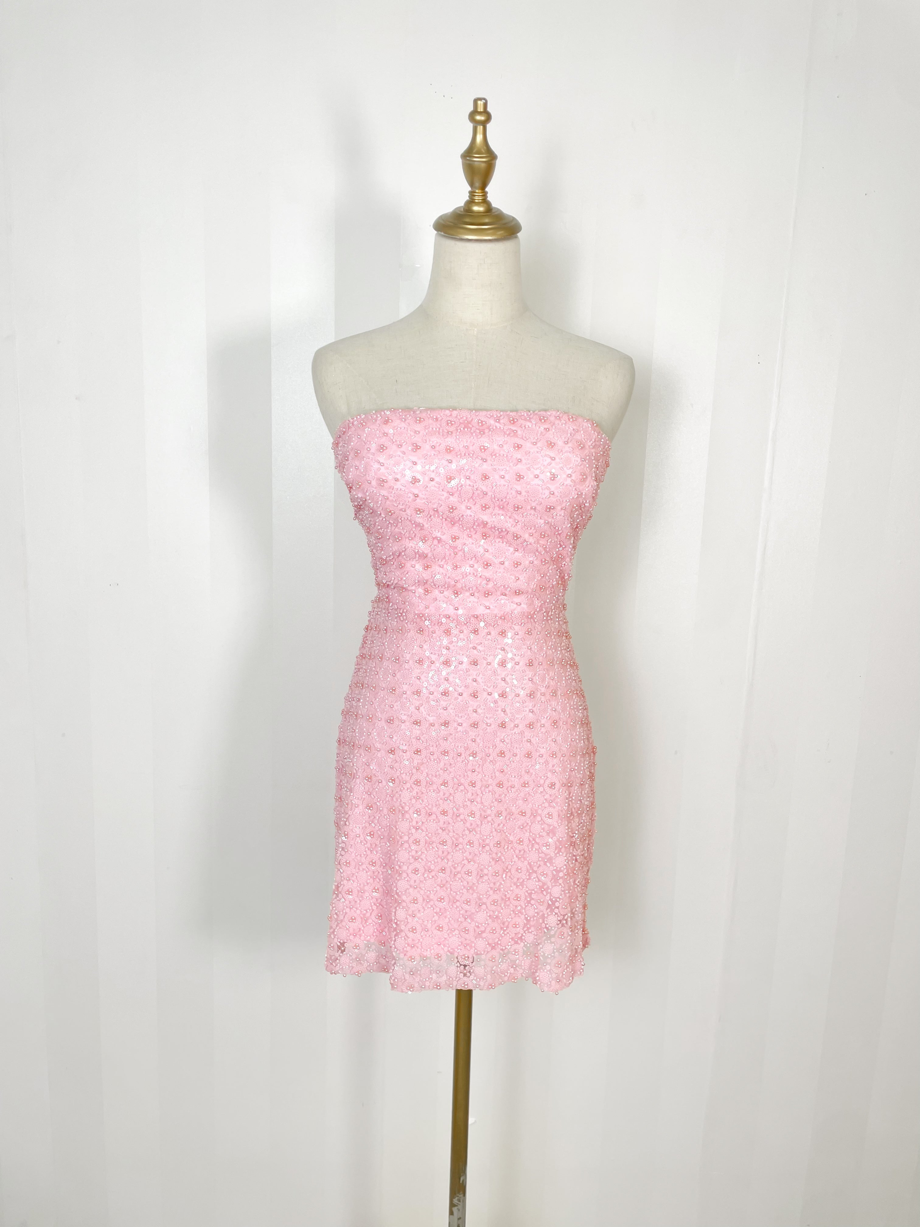 embellished bow mini dress