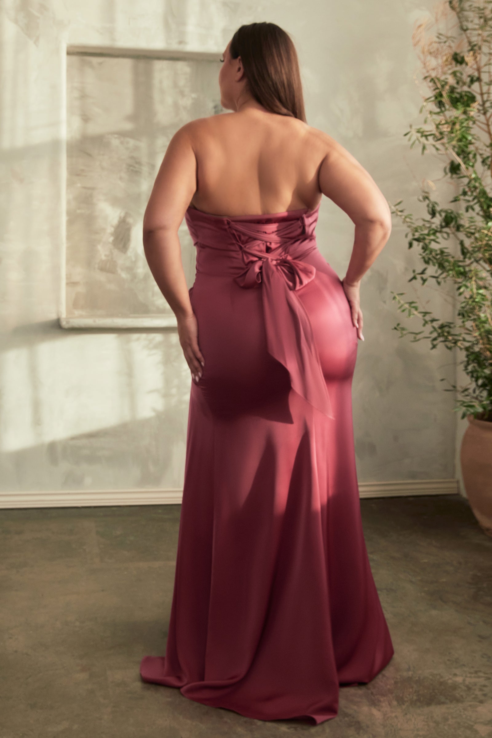 strapless soft satin dress