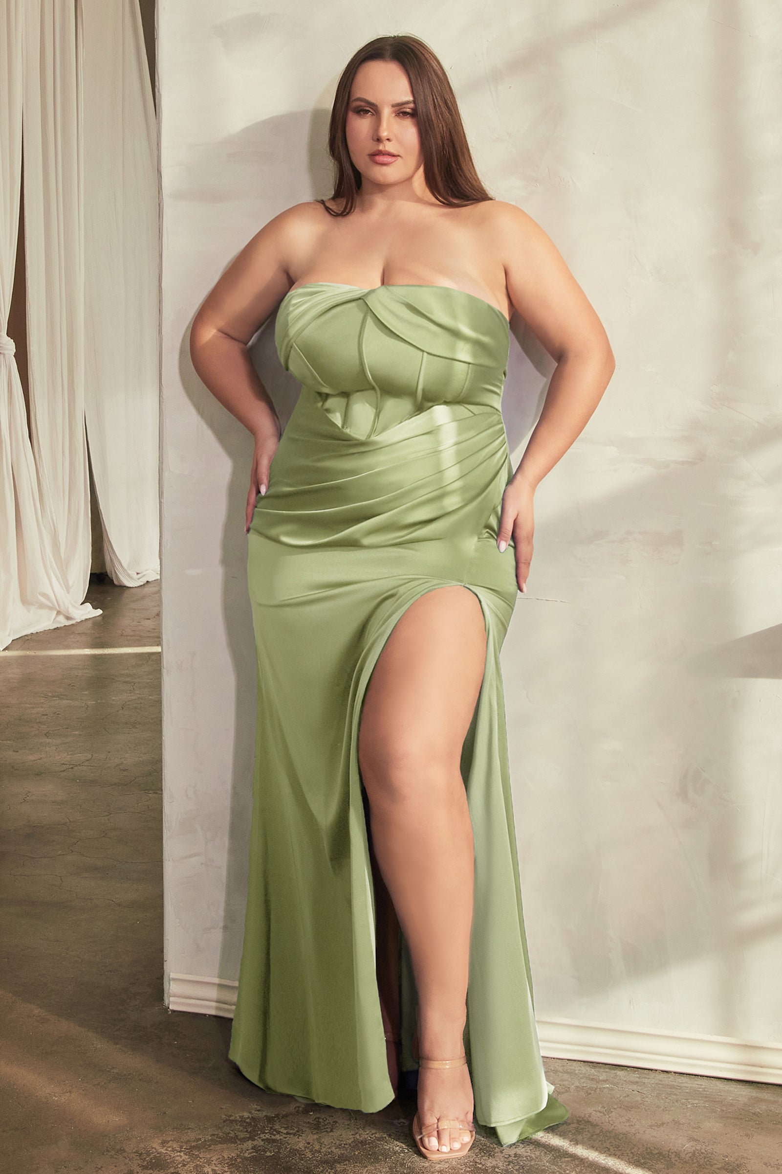 strapless soft satin dress