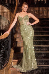 sheer corset-style bodice and sweetheart neckline.