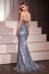 sheer corset-style bodice and sweetheart neckline.
