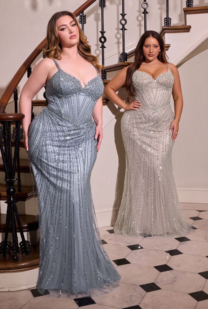 sheer corset-style bodice and sweetheart neckline.